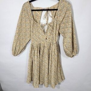 MinkPink Women's Size XS Dress Yellow and Blue Backless Dress‎